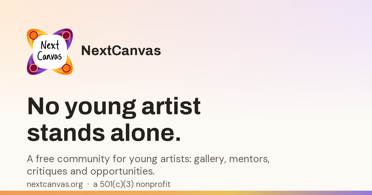 NextCanvas website preview: No young artist stands alone.
